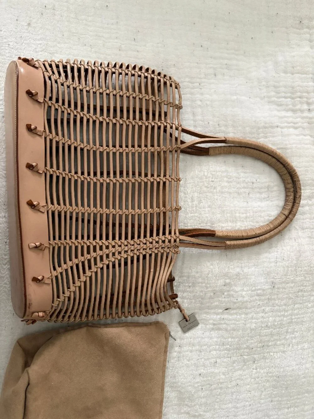 Vintage Ferragamo Open Weave Leather Tote